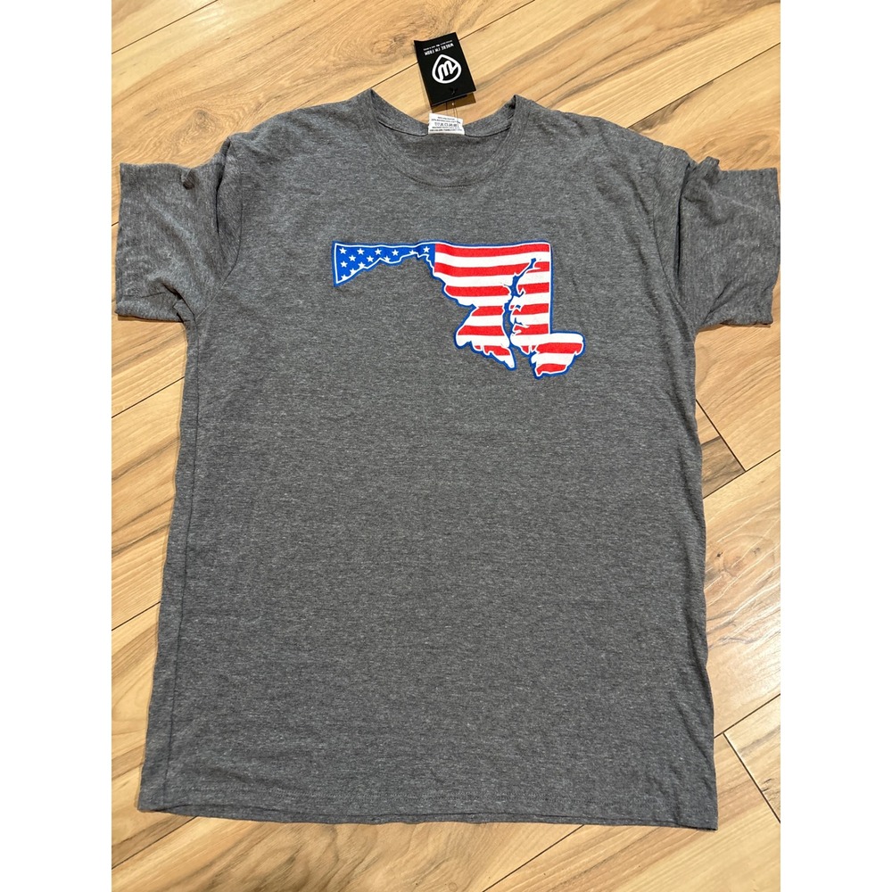 Where I'm From Maryland Flag Graphic T-Shirt Men's Size L Crew‎ Neck Gray